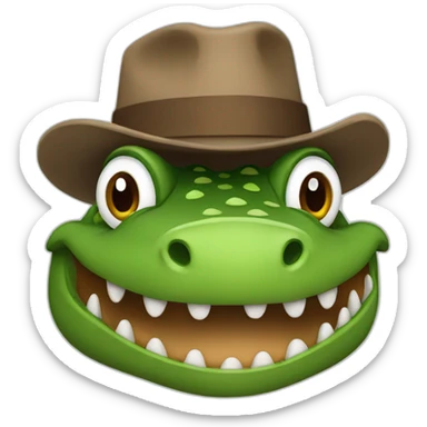 a crocodile with a brown hat sticker