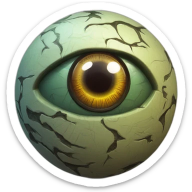3d sphere with a cartoon Zombie skin texture with Eye of Horus sticker