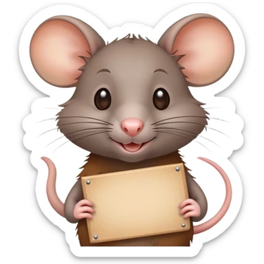 A rat with a congratulations sign sticker