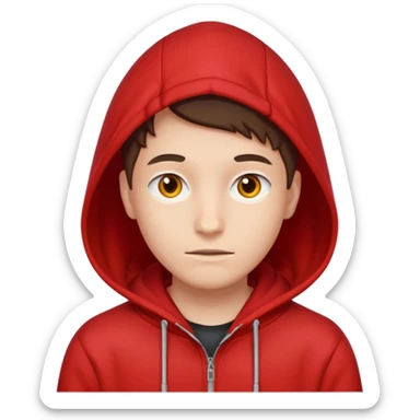 hoodie red simple, dont add laces and no face ore smile sticker