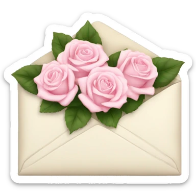 White envelope with light pink roses sticker