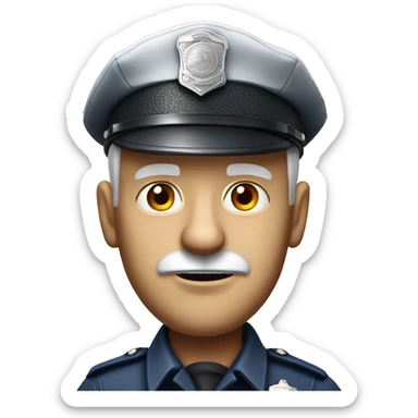Photorealistic old white American policeman shoked detailed face sticker