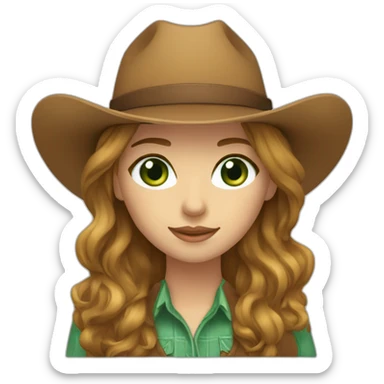 Lightbrown-hair-green-eyes-cowgirl sticker
