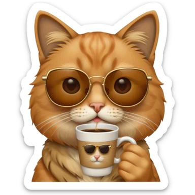 sunglasses cat drink coffee sticker