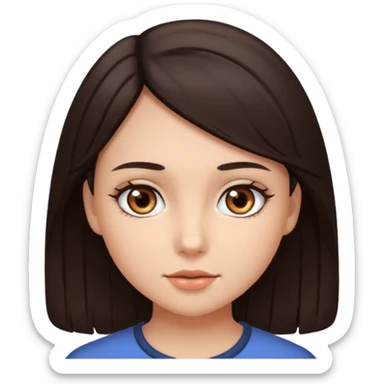 Dark brown hair girl with brown eyes sticker