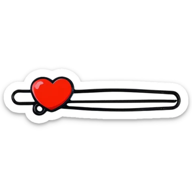 cute bright red hairpin hair clip with small heart decoration sticker