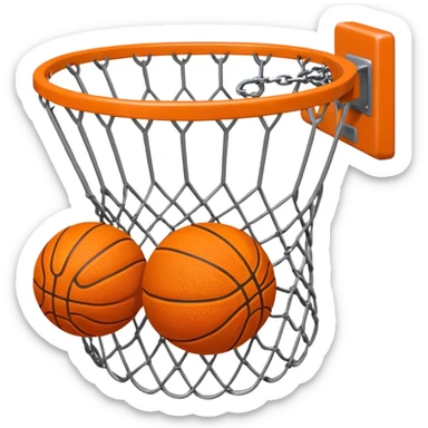 Basketball going into basketball hoop sticker