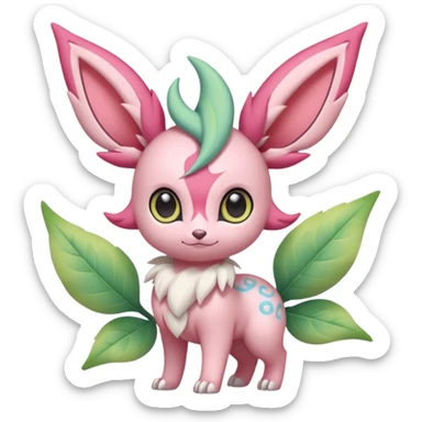 Rosy floral romantic cute kawaii Ivy-Sylveon-Celebi-Leafeon-Pokémon-Digimon-Fakémon-hybrid-fusion-creature sticker