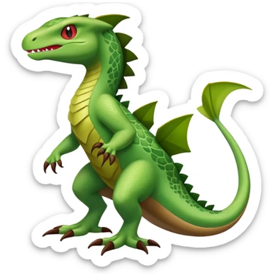 Larvitar-Axew-Grovyle-hybrid-Fakémon-creature (full body) sticker