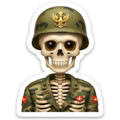 generate a realistic skeleton in Russian military camouflage sticker