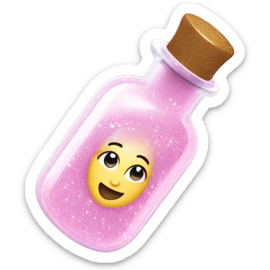 light pink glitter in a little magical looking bottle oval sticker
