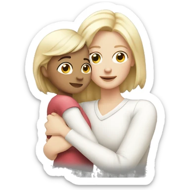 White mom hugging white adult daughter sticker
