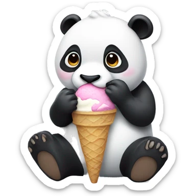 Panda eating ice cream sticker