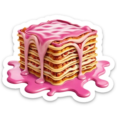 surreal salvadore dali style melting spam pink meat lasagna landscape sticker