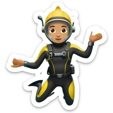 Diver + yellow fins,Coral Diver. sticker