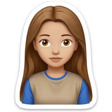 Make a girl wearing a light brown t-shirt with sleeves and long hair sticker