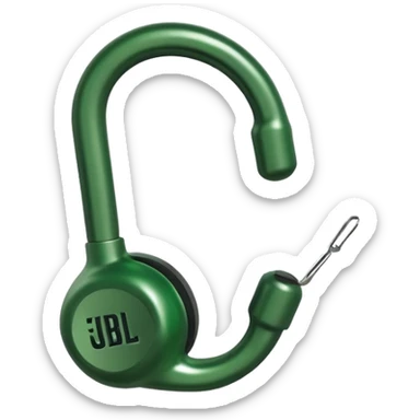 Most minimal possible JBL Clip 4 design, single green object with one darker green spot and small hook, iOS emoji style sticker