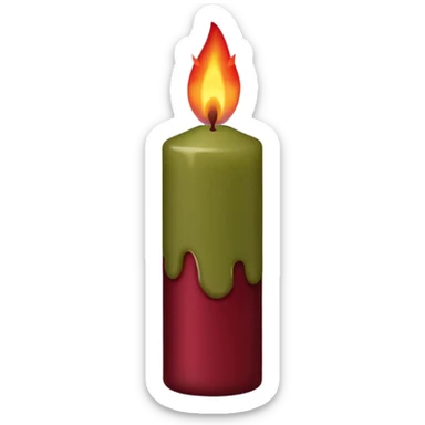 iOS emoji : olive green candle with burgundi flame  sticker