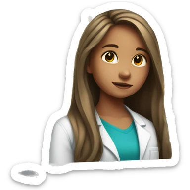 young girl with long hair working in a pharmacy sticker