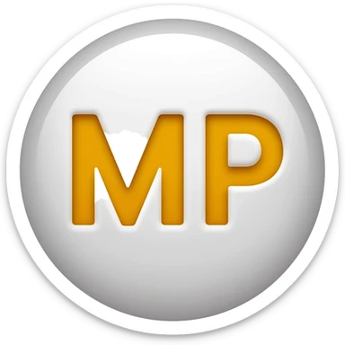 A minimalistic white emoji that says MP sticker