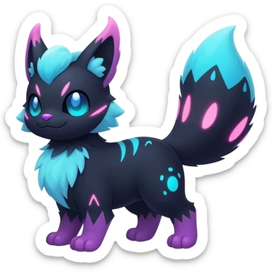 Dark cool realistic furry pastel neon exotic painted Fakémon-Pokémon-Vernid-Vaporeon-Sylveon-Espeon-Glaceon-creature sticker