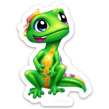 Lisa frank glitter gecko with a lily sticker