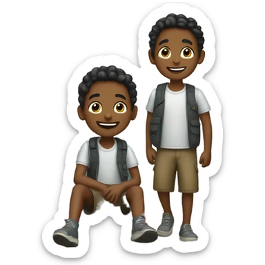 happy boys enjoying nature. Third boy has darker skin sticker