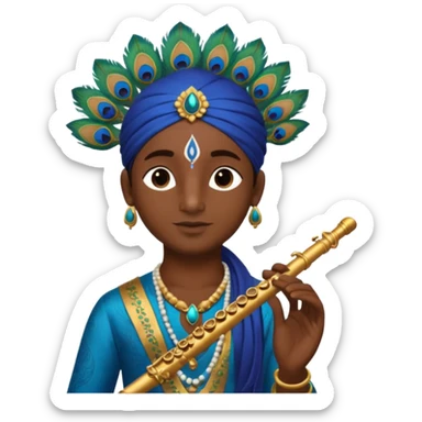 Krishna flute with peacock feather  sticker