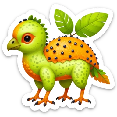 Bright Tropical Fruit-Colored Lime-Orange-Berry Speckled Vernid-Trico-creature inspired by LiLaiRa (full body) sticker