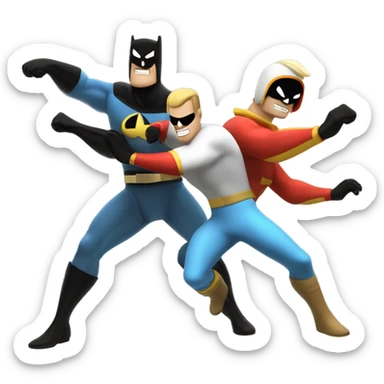 Johnny, bravo and space ghost fighting each other sticker