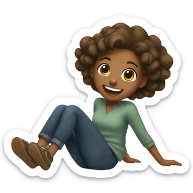 Brown girl Rolling on the floor laughing  sticker