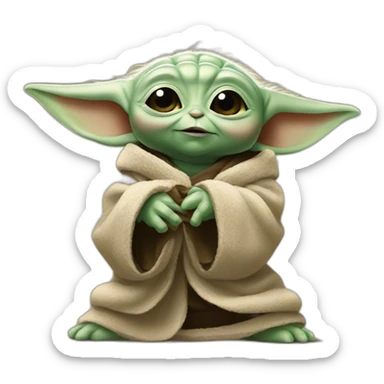 baby yoda kicking to goal to another baby yoda sticker