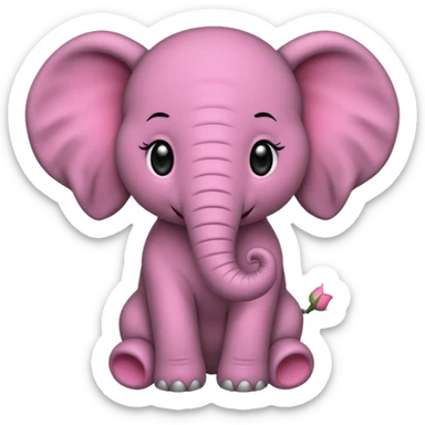 Un bébé éléphant tout rose avec des cheveux noirs sticker