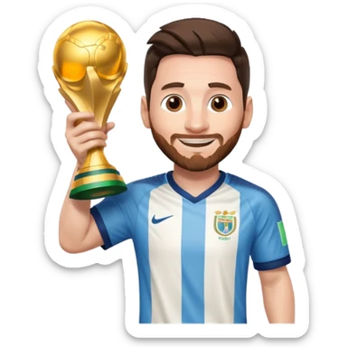 Messi holding the world cup trophy sticker