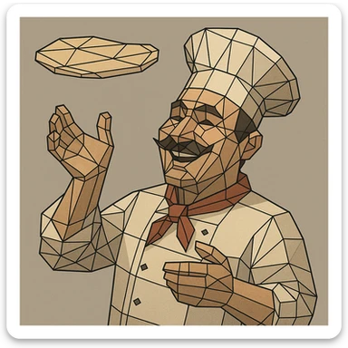 smiling Italian chef spinning pizza dough sticker