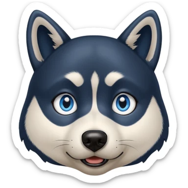 Dark black Husky with blue eyes with a very confused look on his face sticker