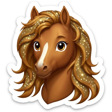 Brown horse with glitter in its hair sticker