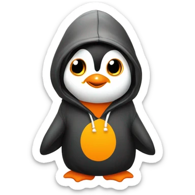 Head Little Cute Stylized Penguin with Hoodies Yellow Orange sticker
