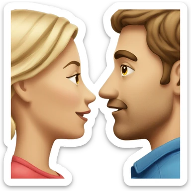 two people, one brunnet woman and brunnet man kissing  sticker