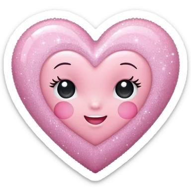 baby pink glitter heart sticker