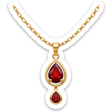 delicate gold chain with a glowing red garnet pendant, symbolizing transformation and rebirth sticker