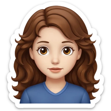 a girl with brown hair white skin wavy hair and brown eyes  sticker