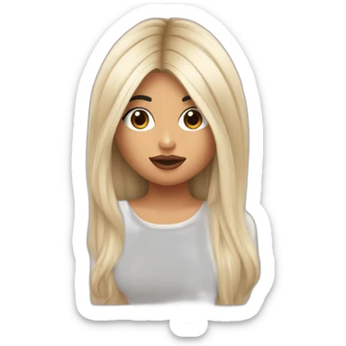 Kylie Jenner with hair to her arms wondering and holding her finger on her lips sticker