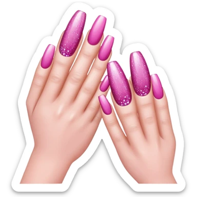 pink nails with glitter close-up sticker