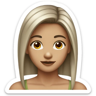 Girl with brown eyes small nose light skin and dark Square hairstyle sticker