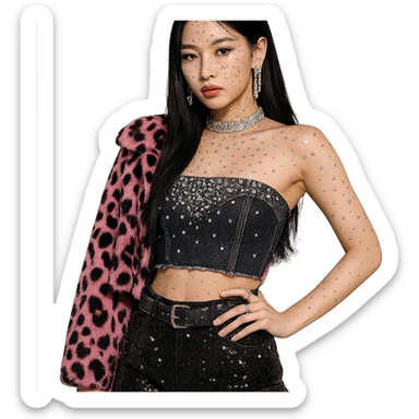 kpop idol star with rhinestones, stylish and fashionable sticker