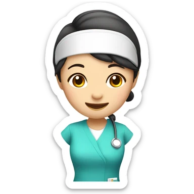 cute Asian nurse with smile, without hat sticker