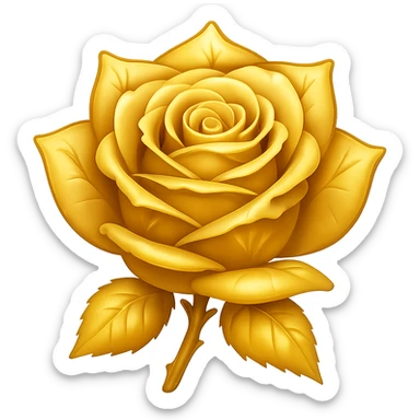 Make the ice rose look gold in the style of an emoji, with no background. sticker