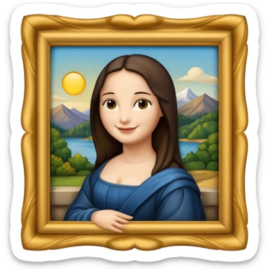 Mona Lisa inside of a picture frame  sticker