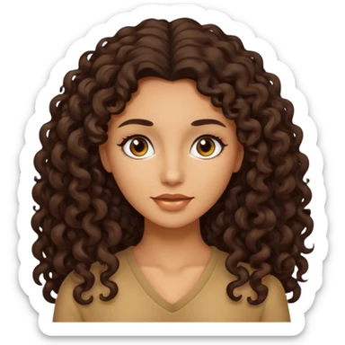 Mujer piel canela y pelo rizado largo oscuro  sticker